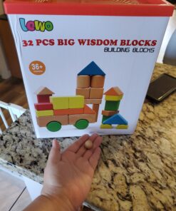 Lewo Large Wooden Blocks Construction Building Toys Set Stacking Bricks Board Games 32 Pieces 41 C11dy7KkUhS