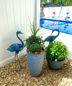 LA JOLIE MUSE Set of 2 Tall Planters with Trays, 20 Inch Indoor/Outdoor Tall Planters,Large Grey Flower Pots,Tree Planters for Front Door,Patio and Deck 2 Pack - 20" Gray 44 C12NIRbVt S