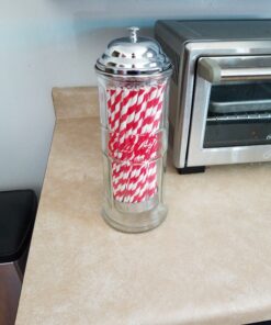 Tablecraft Coca-Cola Glass Straw Dispenser with Metal Lid, Small 26 C130LEoWxzS