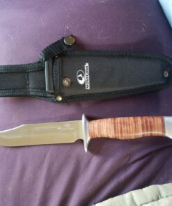 Mossy Oak 2-piece Bowie Knife, Fixed Blade Hunting Knife with Leather Handle, Sheath Included 44 C13FNTCJ5zS