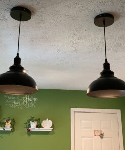 LIGHTESS Black Pendant Light Dimmable, Industrial Hanging Lights Metal Barn Farmhouse Kitchen Lighting Edison Ceiling Mount Fixture, OLL466 31 C13tMqfu4FS