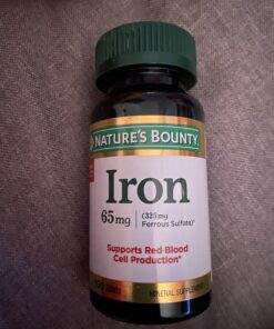 Nature's Bounty Iron 65mg, 325 mg Ferrous Sulfate, Cellular Energy Support, Promotes Normal Red Blood Cell Production, 100 Tablets 29 C13yIoicxS
