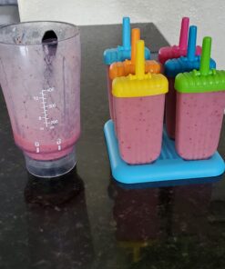 Popsicles Molds, Ozera Set of 6 Reusable Ice Pop Molds Easy Release Popsicle Maker Molds Cream Popcical Molds for Homemade Popsicles With Funnel & Cleaning Brush Assorted Colors 55 C14EtbpXpmS