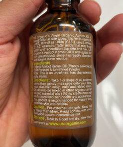 US Organic Apricot Kernel Oil, USDA Certified Organic,100% Pure & Natural, Cold Pressed Virgin, Unrefined in Amber Glass Bottle w/Glass Eyedropper for Easy Application (2 oz (Small)) 2 Fl Oz (Pack of 1) 19 C14lhddSvvS