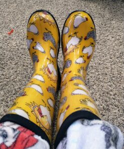 Sloggers Waterproof Garden Rain Boots for Women - Cute Mid-Calf Mud & Muck Boots with Premium Comfort Support Insole 6 Chickens Daffodil Yellow 26 C153kIC05bS