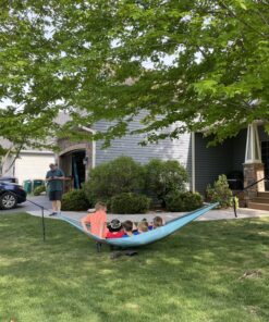 Kootek Camping Hammock Double & Single Portable Hammocks Camping Accessories for Outdoor, Indoor, Backpacking, Travel, Beach, Backyard, Patio, Hiking Grey & Sky Blue Large 42 C16E3pp71QS