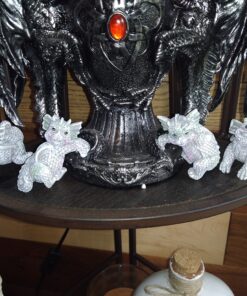 Zeckos Gothic Guardians of Light Medieval Dragons Resin Table Lamp - Dark Fantasy - 19 Inches High - with Black Fabric Tribal Dragon 13 Inch Diameter Lampshade 28 C16TvBitH7S