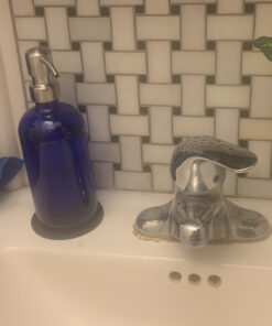 Cobalt Blue Soap Dispenser with Stainless Metal Pump - Blue 16oz Glass Lotion Bottle by Industrial Rewind 23 C17QCE0t pS
