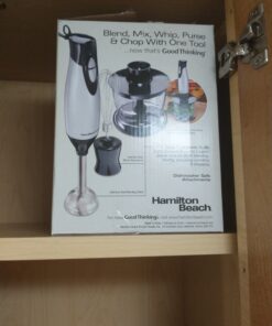 Hamilton Beach 4-in-1 Electric Immersion Hand Blender with Handheld Blending Stick, Whisk + 3-Cup Food & Vegetable Chopper Bowl, 2-Speeds, 225 Watts, Silver and Stainless Steel (59765) 48 C184cTCRcS