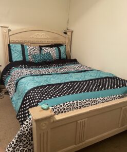 Mi Zone Comforter Set Fun Bedroom Décor - Modern All Season Polka Dot Print, Vibrant Color Cozy Bedding Layer, Matching Sham, Decorative Pillow, Full/Queen, Leopard Teal 4 Piece 41 C185I5OCeaS