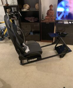 Conquer Racing Simulator Cockpit Driving Seat Reclinable with Gear Shifter Mount Grey 20 C18M3F8DtZS