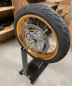 Goplus Motorcycle Bike Wheel Balancer, Rim Tire Balancing Spin Static Truing Stand w/Adjustable Centering Cones, Tire Balancer (16”×8.6”×20”) 21 C18TExOlHYS