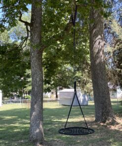 SUPER DEAL 40'' Spider Web Tree Swing Round Net Swing Platform Rope Swing Set for Kids Adult, 71" Detachable Nylon Rope with Swivel for Outdoor Backyard, Max 660 Lbs Extra Safe Steel Frame, Black 40 inch 33 C19OvgOYEgS