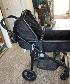 BABY JOY Baby Stroller, 2 in 1 Convertible Carriage Bassinet to Stroller, Pushchair with Foot Cover, Cup Holder, Large Storage Space, Wheels Suspension, 5-Point Harness (Black) Black 23 C19jhyrmIDS
