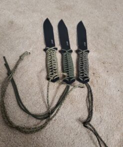 MTech USA – Fixed Blade Knife –Black Stainless Steel Blade, Green Cord Wrapped Handle, Full Tang, Includes Nylon Sheath - Hunting, Camping, Survival, Tactical, EDC – MT-528C, Small 33 C19qYPHRkDS