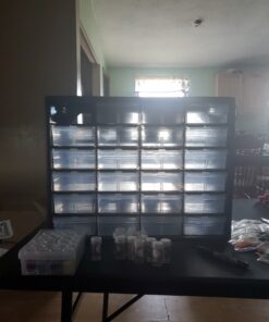 Akro-Mils 10124, 24 Drawer Plastic Parts Storage Hardware and Craft Cabinet, 20-Inch W x 6-Inch D x 16-Inch H, Black 42 C1A2O0bPzTS