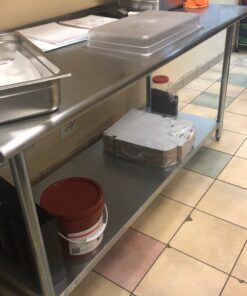 GRIDMANN Stainless Steel Kitchen Prep Table 72 x 30 Inches with Backsplash & Under Shelf, NSF Commercial Work Table for Restaurant and Home 72 in Long x 30 in Deep 32 C1A8qPFhgWS