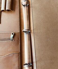 AZXCG Leather Portfolio Binder,3 Ring Binder Padfolio with Zipper fits up to 13.3" Laptop, Professional Organizer, Business Folder with Clipboard, Leather Notepad Holder Brown Graduation Gift Standard 46 C1CWWujgUS