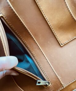 AZXCG Leather Portfolio Binder,3 Ring Binder Padfolio with Zipper fits up to 13.3" Laptop, Professional Organizer, Business Folder with Clipboard, Leather Notepad Holder Brown Graduation Gift Standard 47 C1EJJKMHS