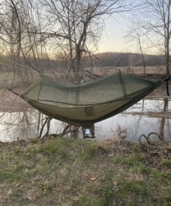 COVACURE Camping Hammock with Net - Lightweight Double Hammock 2 * 10ft Straps, Portable Hammocks, Camping Accessories for Outdoor, Hiking, Camping, Backpacking, Travel, Beach Green 30 C1EVArKE7oS