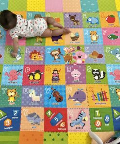 Baby Care Play Mat (Large, Playful - Pinko & Friend) 82'' x 55'' Original One-Piece Reversible Rollable Waterproof Play Mat for Infants, Babies, Toddler, and Kids Large 56 C1FAWi hjaS