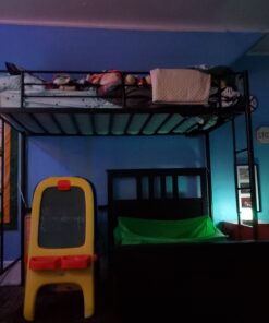 Walker Edison Timothee Urban Industrial Metal Twin over Loft Bunk Bed, Twin Size, Black 39 C1FcTMCPlGS