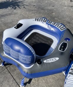 Intex River Run Connect 18 Gauge Vinyl Lounge Inflatable Floating Water Pool Tubes with 2 Cup Holders and Handles for Adults (4 Pack) 37 C1GwO2L8zxS