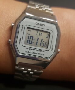 Casio Ladies Mid-Size Silver Tone Digital Retro Watch LA-680WA-7DF 36 C1IgjZK3BtS