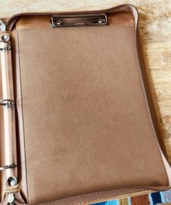 AZXCG Leather Portfolio Binder,3 Ring Binder Padfolio with Zipper fits up to 13.3" Laptop, Professional Organizer, Business Folder with Clipboard, Leather Notepad Holder Brown Graduation Gift Standard 49 C1JPCBoZDS
