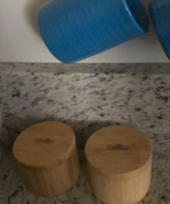 Estilo 2 pc Premium Bamboo Salt and Pepper Bowls, Wooden Spice Containers with Magnetic Swivel Lids, Perfect for Salt, Spice, Sugar, Pepper 2-Pack 36 C1JbHfGAimS