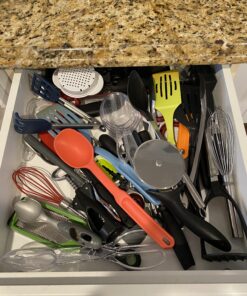 Practical Comfort Aluminum Kitchen Drawer Organizer for Silverware Utensils Flatware 9 Dividers Set | MEDIUM 3 Dividers 17.5" to 19.7" + 6 Dividers 3.8" 35 C1KwtXcwriS