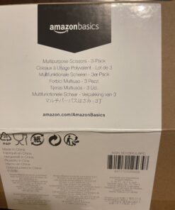 Amazon Basics Multipurpose, Comfort Grip, PVD Coated, Stainless Steel Office Scissors, 3-Pack, Purple, Green & Gray 39 C1MLQ2OyS