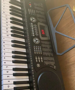 Hamzer 61-Key Electronic Piano Electric Organ Music Keyboard with Stand, Microphone, & Sticker Sheet - Black 35 C1MYzRi8z1S