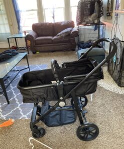 BABY JOY Baby Stroller, 2 in 1 Convertible Carriage Bassinet to Stroller, Pushchair with Foot Cover, Cup Holder, Large Storage Space, Wheels Suspension, 5-Point Harness (Black) Black 24 C1MnJWvazkS