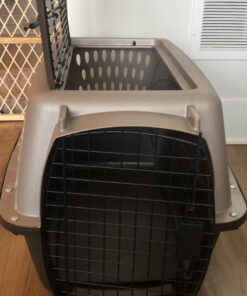 Petmate Two-Door Small Dog Kennel & Cat Kennel (Top Loading or Front Loading Pet Carrier, Made with Recycled Materials, 24 inches in Length) For Pets up to 15 Pounds, Made in USA 24.0"L x 14.5"W x 17.0"H TAN 70 C1N4ESQKXS 1
