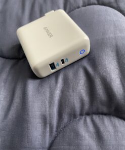 Anker 60W PIQ 3.0 & GaN Tech Dual Port Charger, PowerPort Atom III (2 Ports) Travel Charger with a 45W USB C Port, for Laptops, MacBook, iPad Pro, iPhone, Galaxy, Pixel and More White 59 C1NTvq1P0US