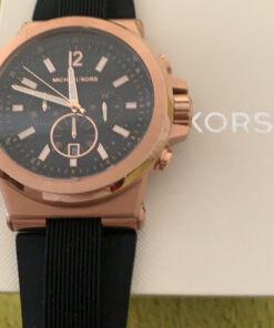 Michael Kors Dylan Men's Watch, Stainless Steel Chronograph Watch for Men with Steel or Silicone Band Black/Rose gold 38 C1NpSuRUE9S