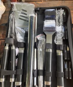 POLIGO 26 PCS Grill Set Backyard BBQ Grill Accessories Stainless Steel Grill Utensils Set with Bag for Christmas Dads Birthday - Camping BBQ Tools Grilling Tools Set Ideal Grilling Gifts for Men Women Black - 26PCS BBQ Set 15 C1QuSCe prS