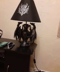 Zeckos Gothic Guardians of Light Medieval Dragons Resin Table Lamp - Dark Fantasy - 19 Inches High - with Black Fabric Tribal Dragon 13 Inch Diameter Lampshade 33 C1RSqMsn 2S