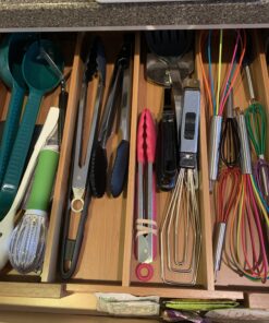 Seville Classics Bamboo Premium Organizer Storage Bins for Kitchen Silverware, Pantry, Closet, Office Desk, Pens, Utensils, Makeup, K Cup, Bamboo, Expandable Tray (5 Compartment) Expandable Tray (5 Compartment) 39 C1SGVrMOS