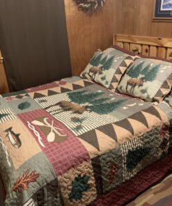 Greenland Home Moose Lodge Quilt Set, King, Natural 32 C1SdCAgOtMS