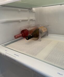 mDesign Plastic Free-Standing Wine Set Rack Storage Organizer for Kitchen Countertops, Pantry Cabinet, Fridge Organization - Holds Water Bottle and Alcohol Bottles - 2 Pack - Clear 2 bottle 30 C1T0nrSwaGS