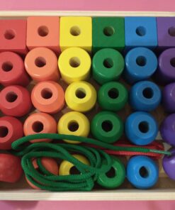 Melissa & Doug Primary Lacing Beads - Educational Toy With 30 Wooden Beads and 2 Laces - Beads For Toddlers, Fine Motor Skills Lacing Toys For Toddlers And Kids Ages 3+, 8inx8inx2in, Multi 35 C1YKuiNllqS