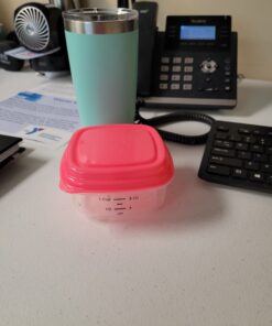 Fit+Fresh Small Plastic Containers With Lids, Freezer Containers For Food Storage, Multi-Colored Lids Stak Pak Container Set - 1 Cup 3 C1ZSHMyiYXS