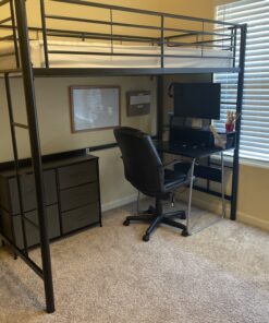 Walker Edison Timothee Urban Industrial Metal Twin over Loft Bunk Bed, Twin Size, Black 47 C1ZXs52jccS