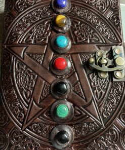 Leather Chakra Journal: Unlock Your Inner Magic with 7 Stones Celtic Notebook | Leather Bound Journal, Book of Shadows & Wiccan Gift | Diary with Lock for Witches, Goth Lovers, and D&D Enthusiasts Blank Paper 42 C1fwHvSJZS