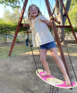 Swurfer Stand Up Tree Swing, Outdoor Swing - Swingset Outdoor for Kids with Adjustable Handles, Outdoor Swing for Kids, Outdoor Play, Durable, Weatherproof, Easy Installation, 200lbs, Ages 6 and Up Brown/Green 25 C1gtCpR8bCS