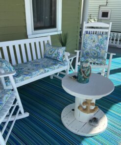 Fab Habitat Outdoor Rug - Waterproof, Fade Resistant, Crease-Free - Premium Recycled Plastic - Striped - Large Patio, Deck, Sunroom, Camping, RV - Cancun - Turquoise & Moss Green - 6 x 9 ft 6' x 9' Rectangular 47 C1in3WZ9woS 1