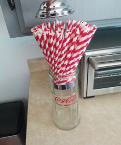 Tablecraft Coca-Cola Glass Straw Dispenser with Metal Lid, Small 27 C1jagMF2TFS