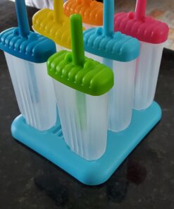 Popsicles Molds, Ozera Set of 6 Reusable Ice Pop Molds Easy Release Popsicle Maker Molds Cream Popcical Molds for Homemade Popsicles With Funnel & Cleaning Brush Assorted Colors 56 C1k6jN0A9S